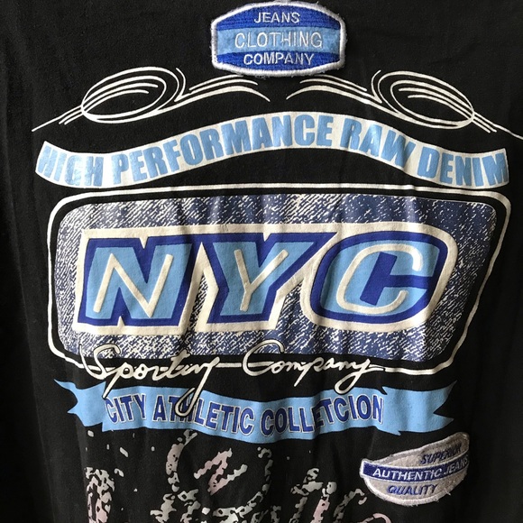 DJC 2XL Black w/White Trim NYC Denim Jeans Shirt - Picture 3 of 6